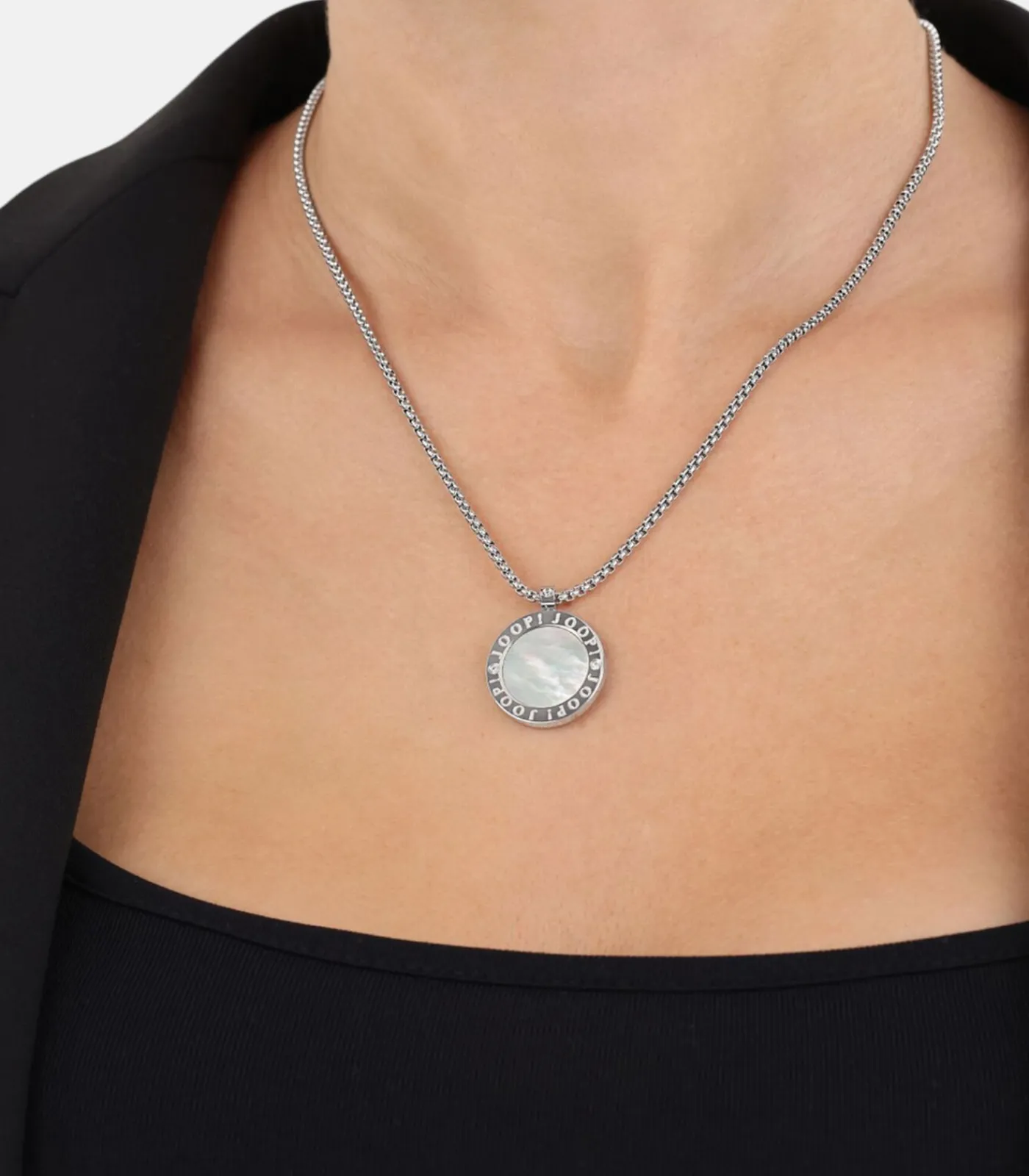 JOOP! Ketting met hanger voor dames, roestvrij staal, zirkonia synth. silver New