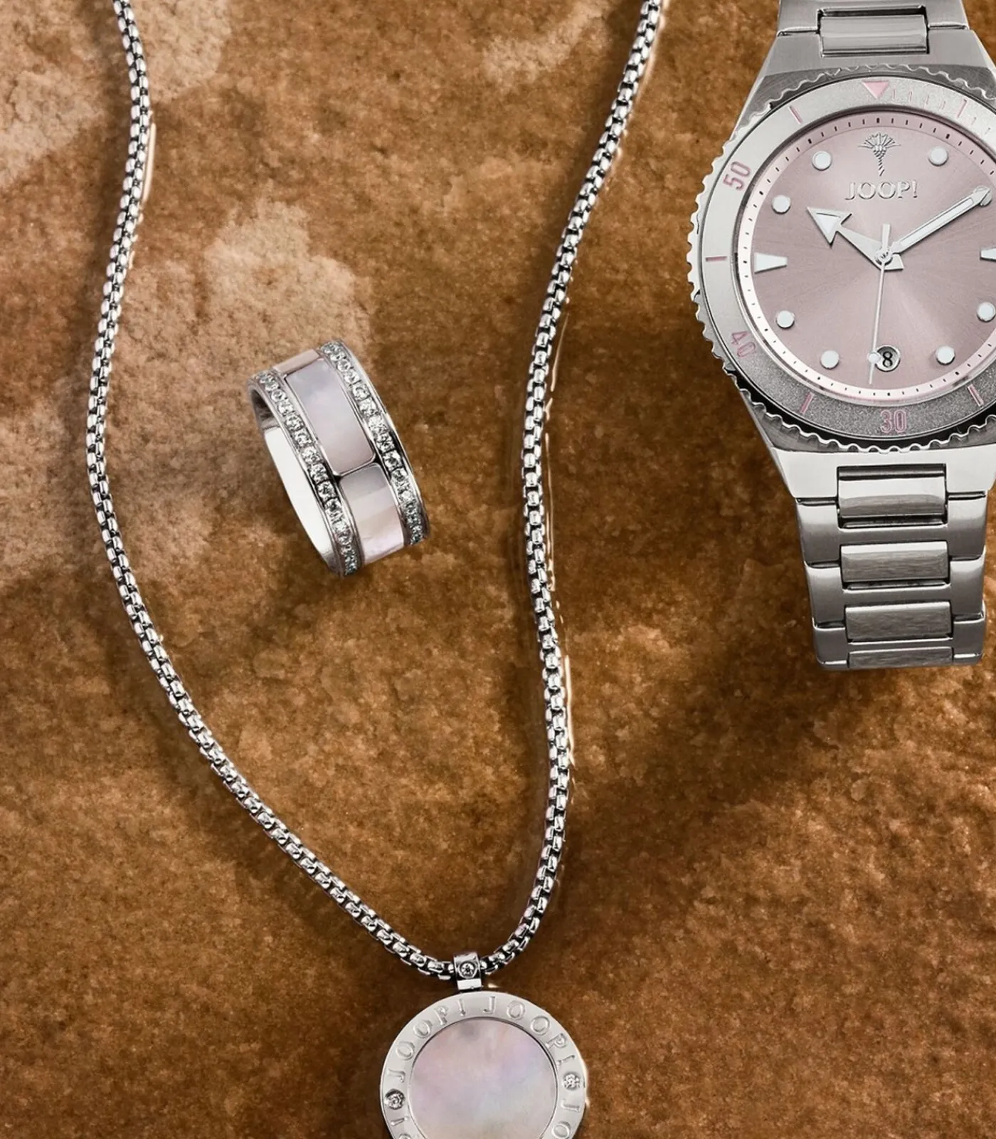 JOOP! Ketting met hanger voor dames, roestvrij staal, zirkonia synth. silver New