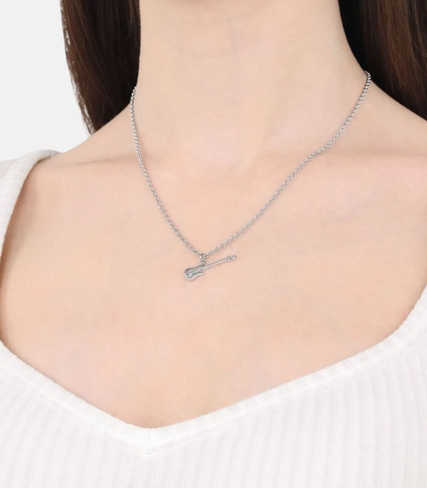 Amor Ketting met hanger voor dames en heren, unisex, 925 sterling zilver | gitaar silver New