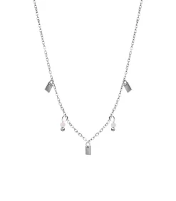 Lucardi Ketting Staal 45 cm pink/silver Clearance