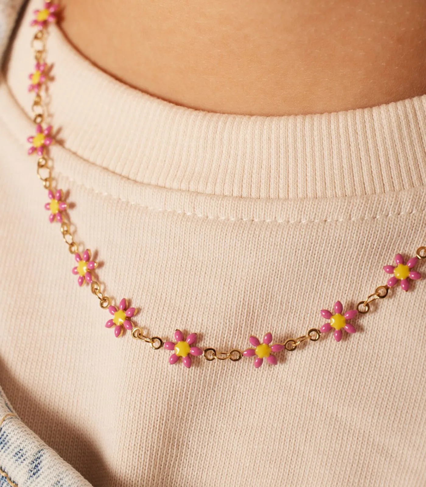 Lucardi Ketting Staal 40 cm pink Hot
