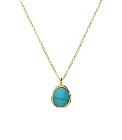 Lucardi Ketting Staal 47 cm - Goudkleurig turquoise New
