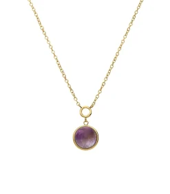 Lucardi Ketting Staal 47 cm - Goudkleurig purple Sale