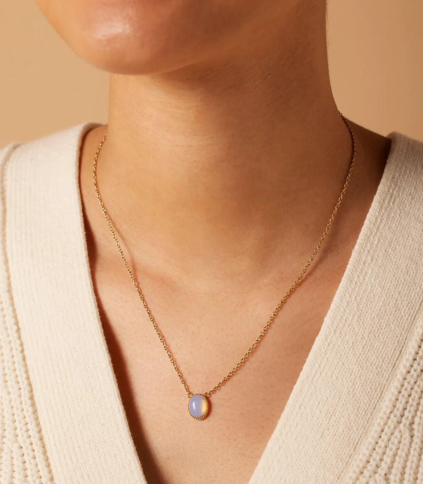 Lucardi Ketting Staal 47 cm - Goudkleurig offWhite
