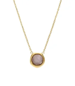 Lucardi Ketting Staal 47 cm - Goudkleurig pink Outlet