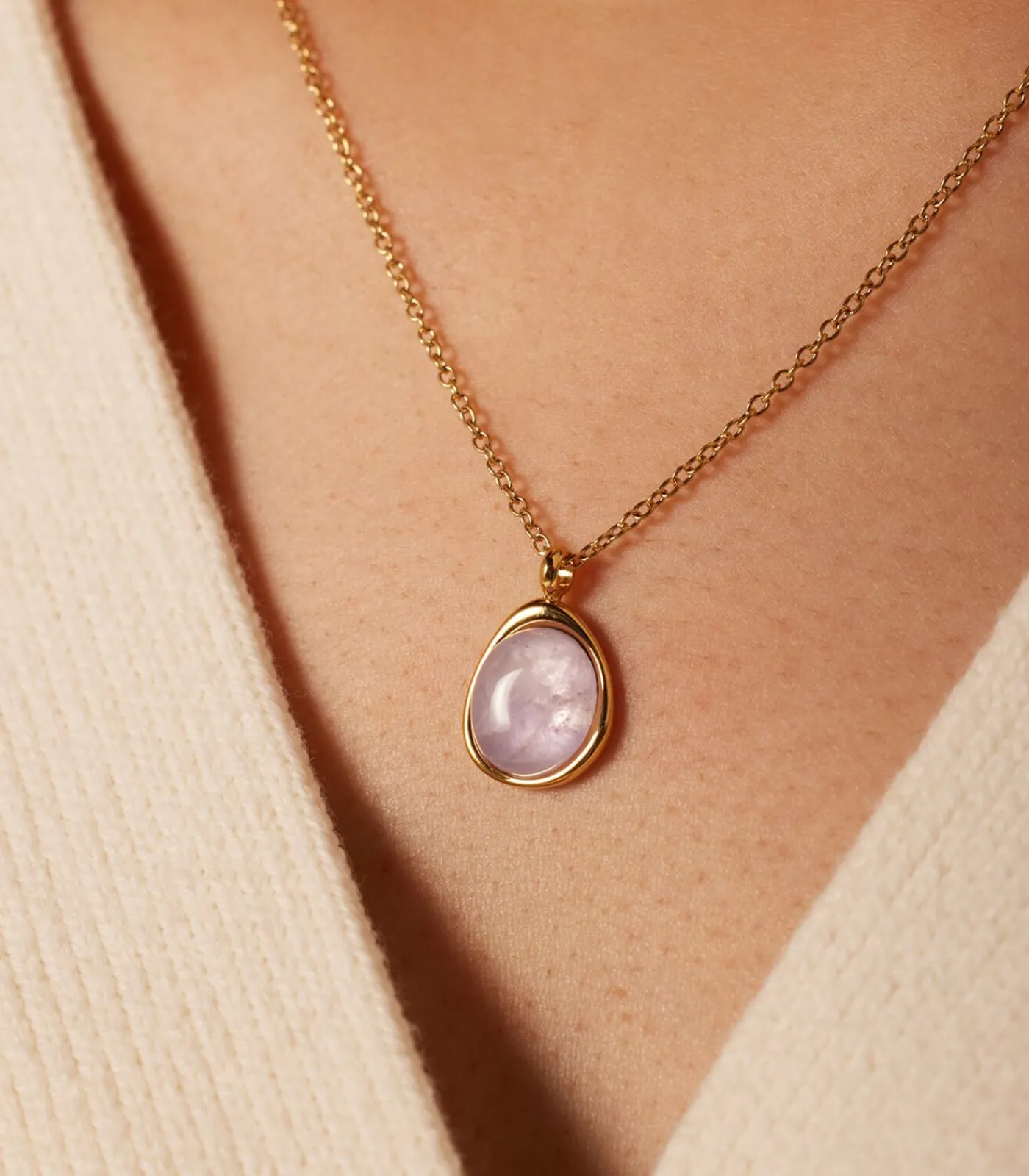Lucardi Ketting Staal 47 cm - Goudkleurig purple Sale