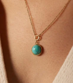 Lucardi Ketting Staal 47 cm - Goudkleurig turquoise Discount