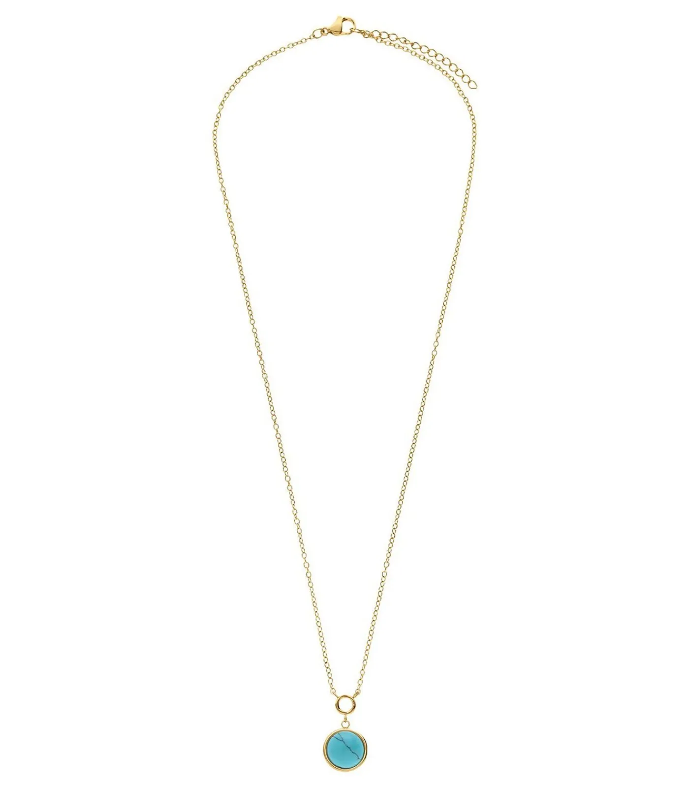 Lucardi Ketting Staal 47 cm - Goudkleurig turquoise Discount