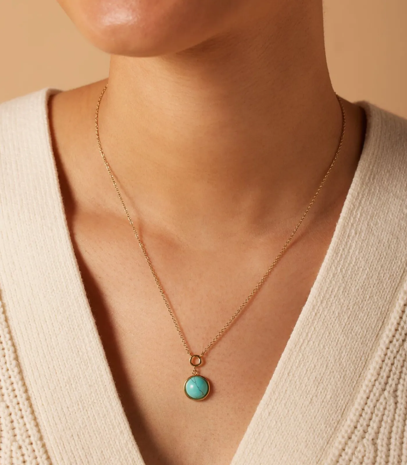 Lucardi Ketting Staal 47 cm - Goudkleurig turquoise Discount