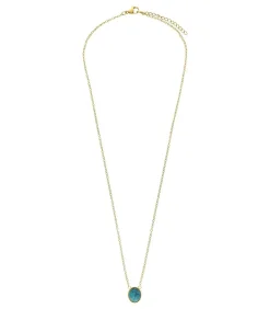 Lucardi Ketting Staal 47 cm - Goudkleurig turquoise Outlet