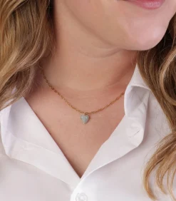 Lucardi Ketting Staal 45cm gold/green