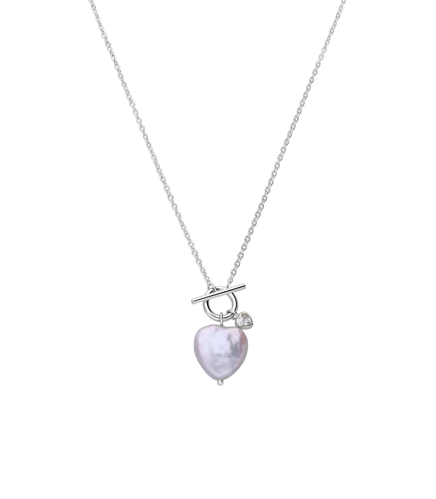 Lucardi Ketting Zilver 45 cm - Parel silver Clearance