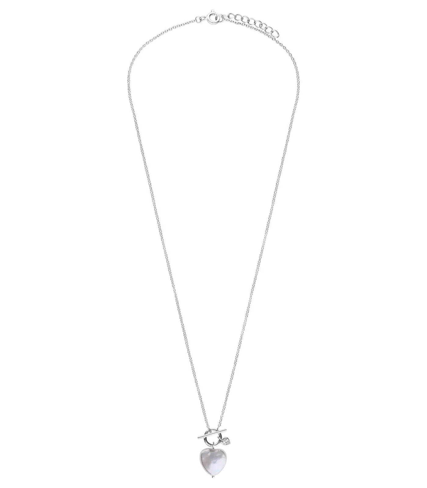 Lucardi Ketting Zilver 45 cm - Parel silver Clearance