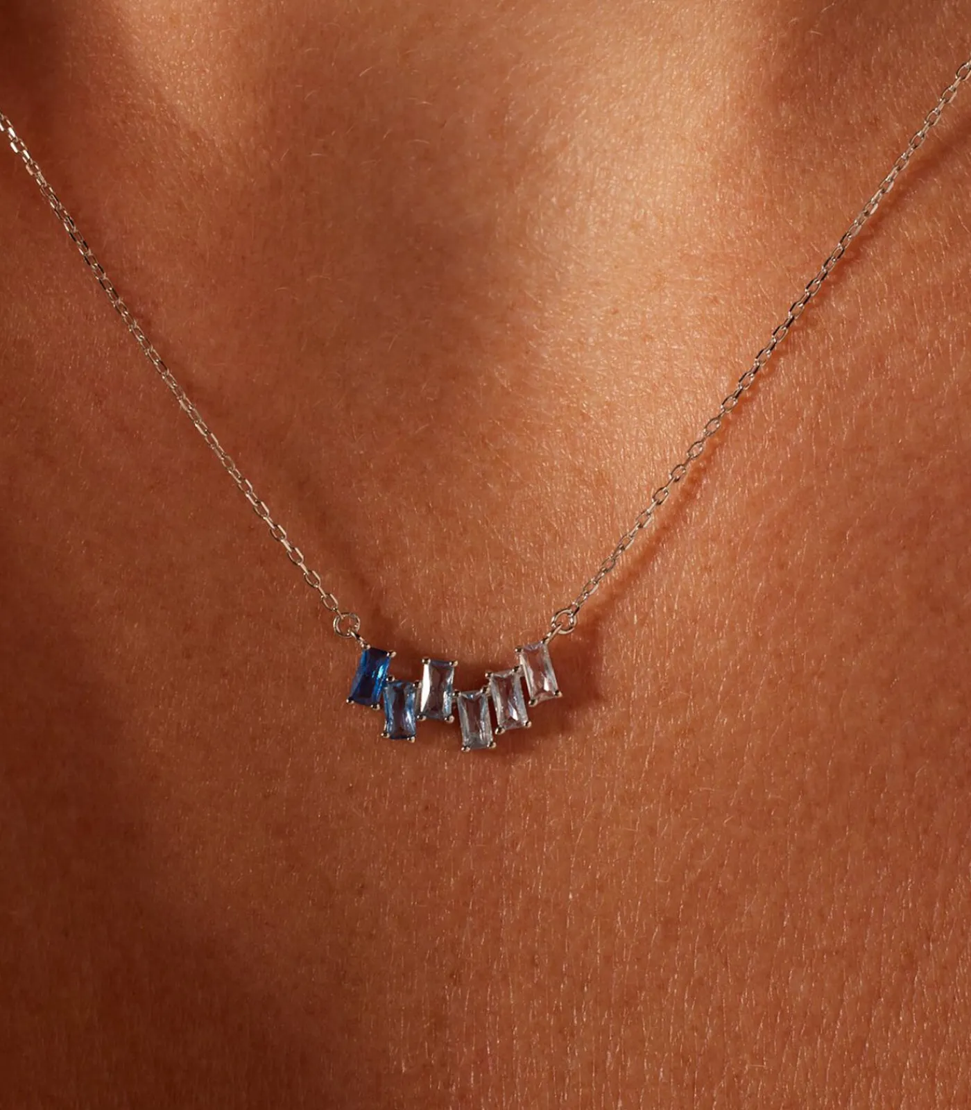 Lucardi Ketting Zilver 45 cm - Zilverkleurig blue Hot