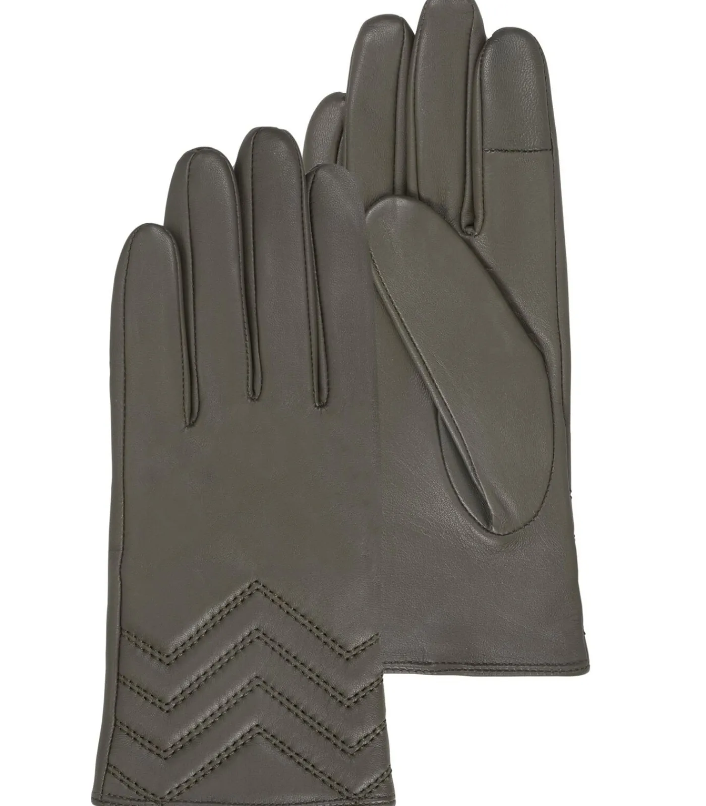 ISOTONER lamsleren dameshandschoenen met doorstiksels khaki New