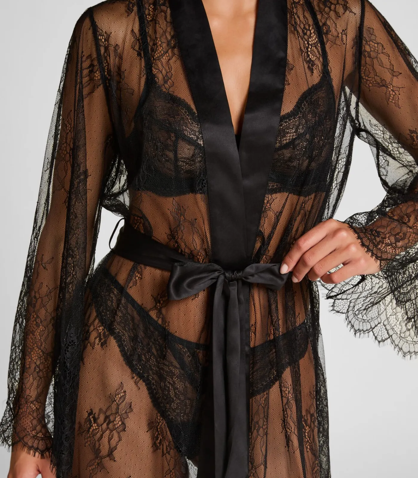 Hunkemöller Kimono Allover Lace black Online
