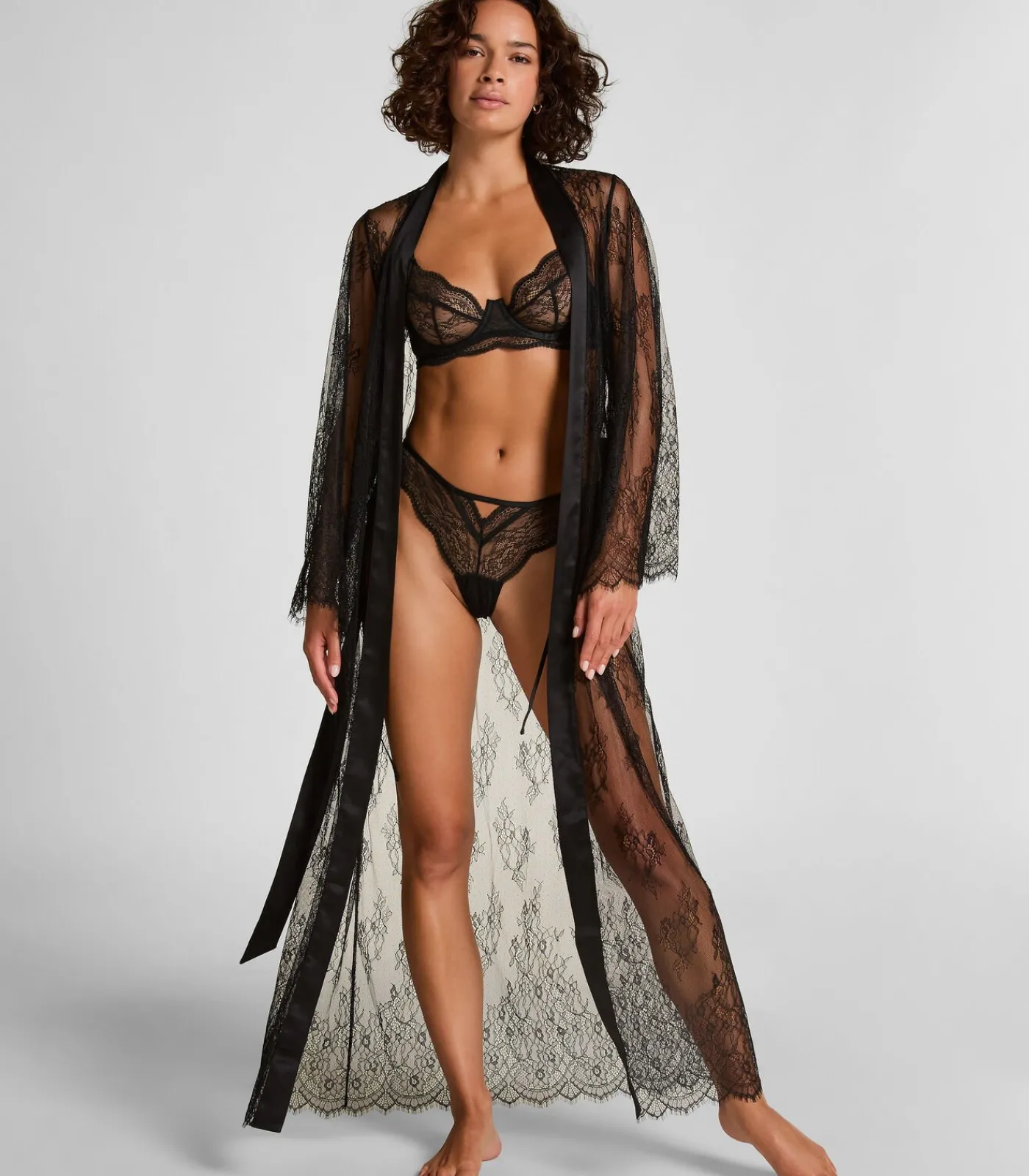 Hunkemöller Kimono Allover Lace black Online