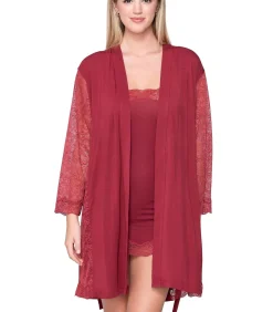 LUNA Kimono met lange mouwen MICRO TOUCH LACE red Sale