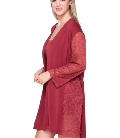LUNA Kimono met lange mouwen MICRO TOUCH LACE red Sale