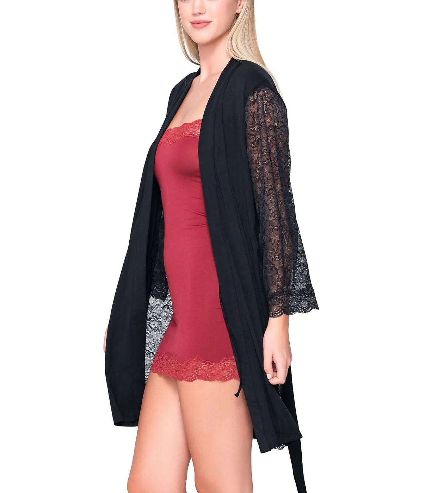 LUNA Kimono met lange mouwen MICRO TOUCH LACE black Sale