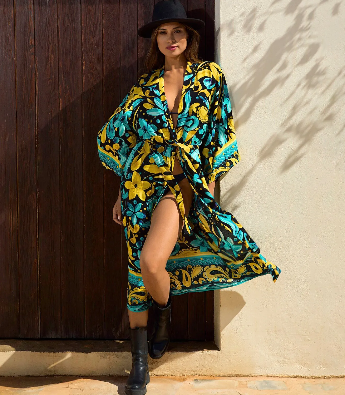 Chic by Lirette Kimono Robe Frangipani - Tealsun blue New