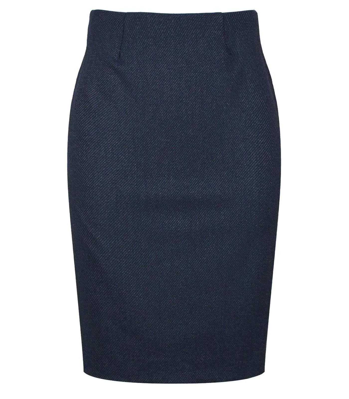Conquista Klassieke marineblauwe kokerrok midi – Subtiel krijtstreepmotief, elastische stof, split aan de achterkant navyBlue