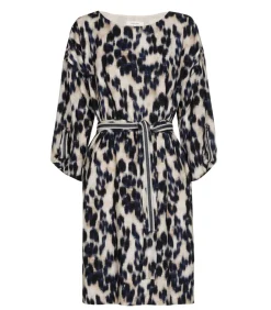 Marie Méro Kleedje met dierenprint in blauw en beige blue Clearance