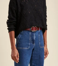 La Fée Maraboutée Koehide lederen riem aubergine