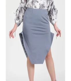 Smart & Joy Kokerrok met hoge zijsplitten lightBlue Best
