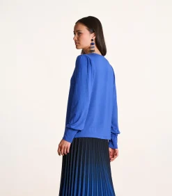 La Fée Maraboutée Koningsblauw losvallend modal T-shirt met lange mouwen lightBlue Discount