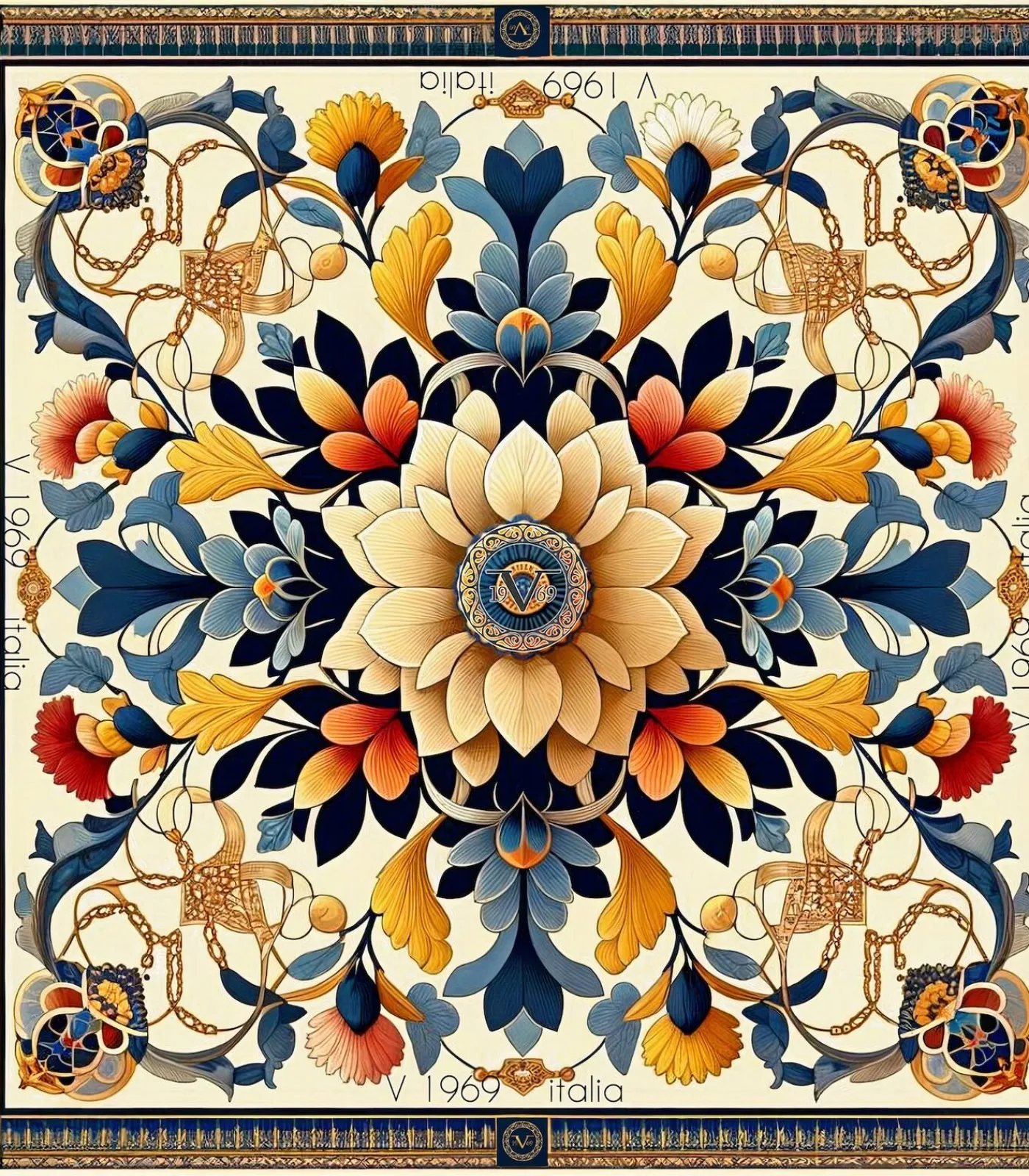 V1969 Koningsbloemen zijde carré multicolor Sale