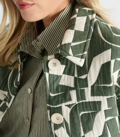 Marie Méro Kort groen en ecru jasje in loose fit green Hot