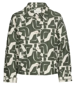 Marie Méro Kort groen en ecru jasje in loose fit green Hot