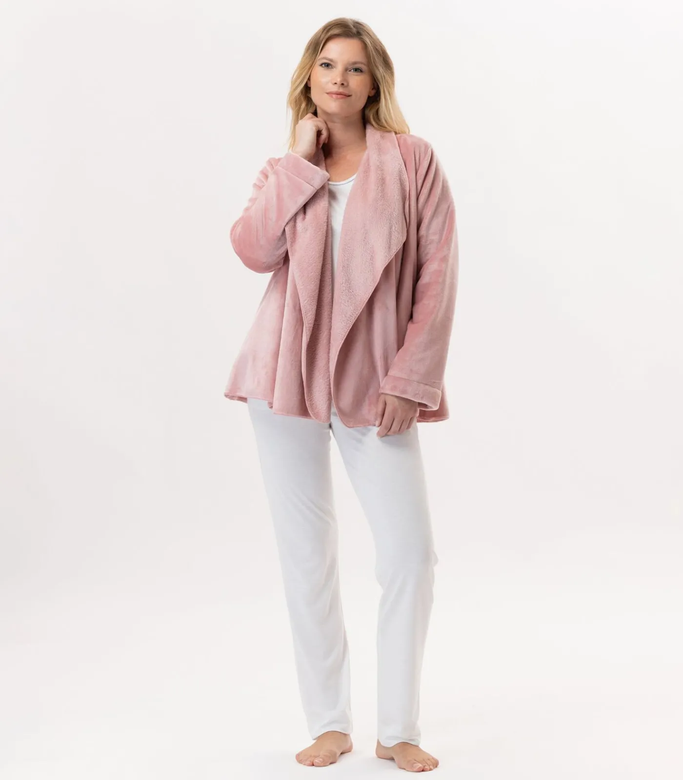LE CHAT Kort jasje van flanellen pluche ESSENTIEL H73B pink Outlet