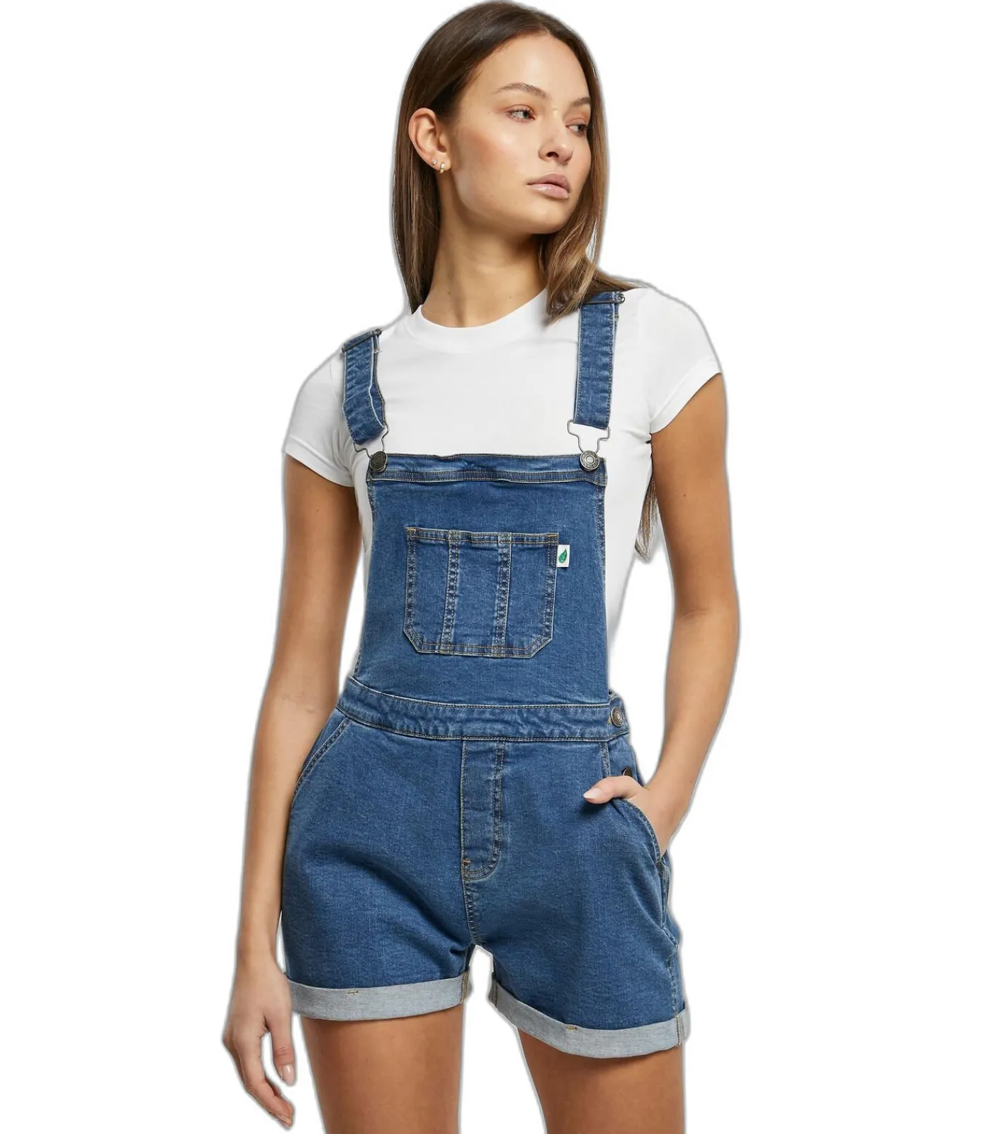 Urban Classics Korte biologische damesoverall blue Clearance