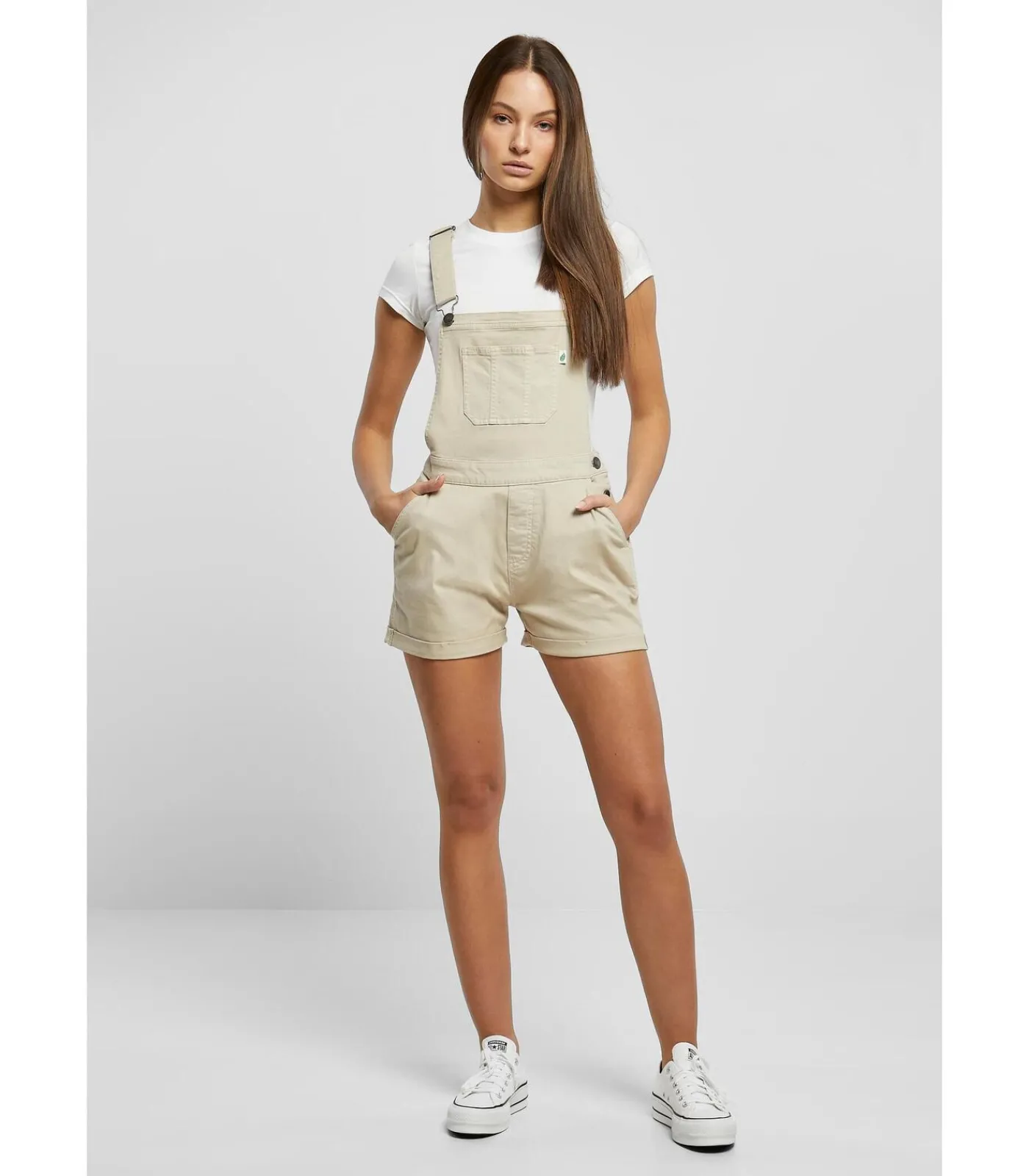 Urban Classics Korte biologische damesoverall white Sale