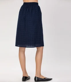 Smart & Joy Korte broek van katoenen kant met oogjes darkBlue New