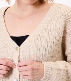 La Fiancée Korte effen gebreide vest APPACHE beige Discount