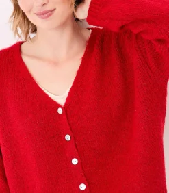 La Fiancée Korte effen gebreide vest APPACHE red
