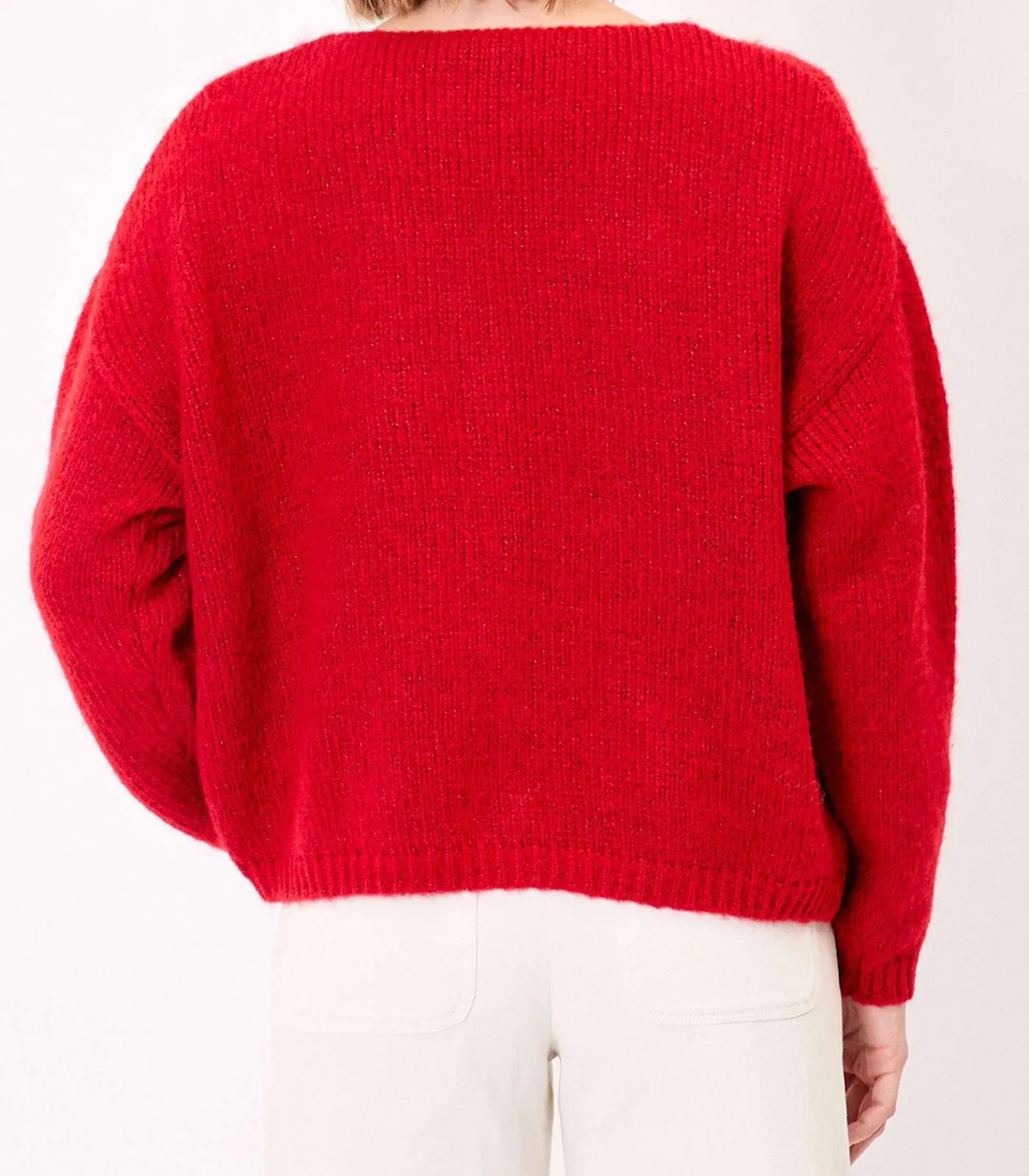 La Fiancée Korte effen gebreide vest APPACHE red