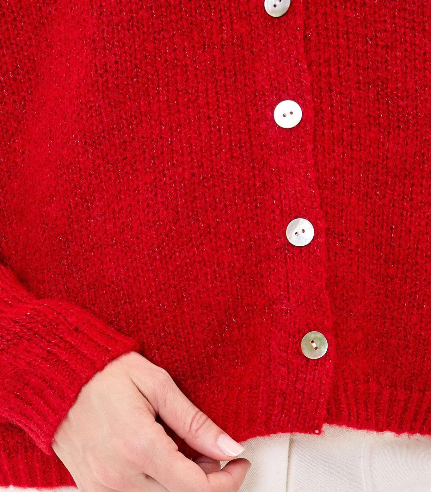 La Fiancée Korte effen gebreide vest APPACHE red