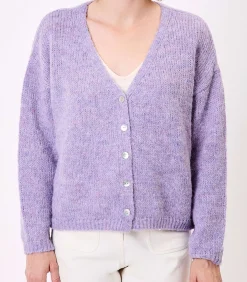 La Fiancée Korte effen gebreide vest APPACHE violet New