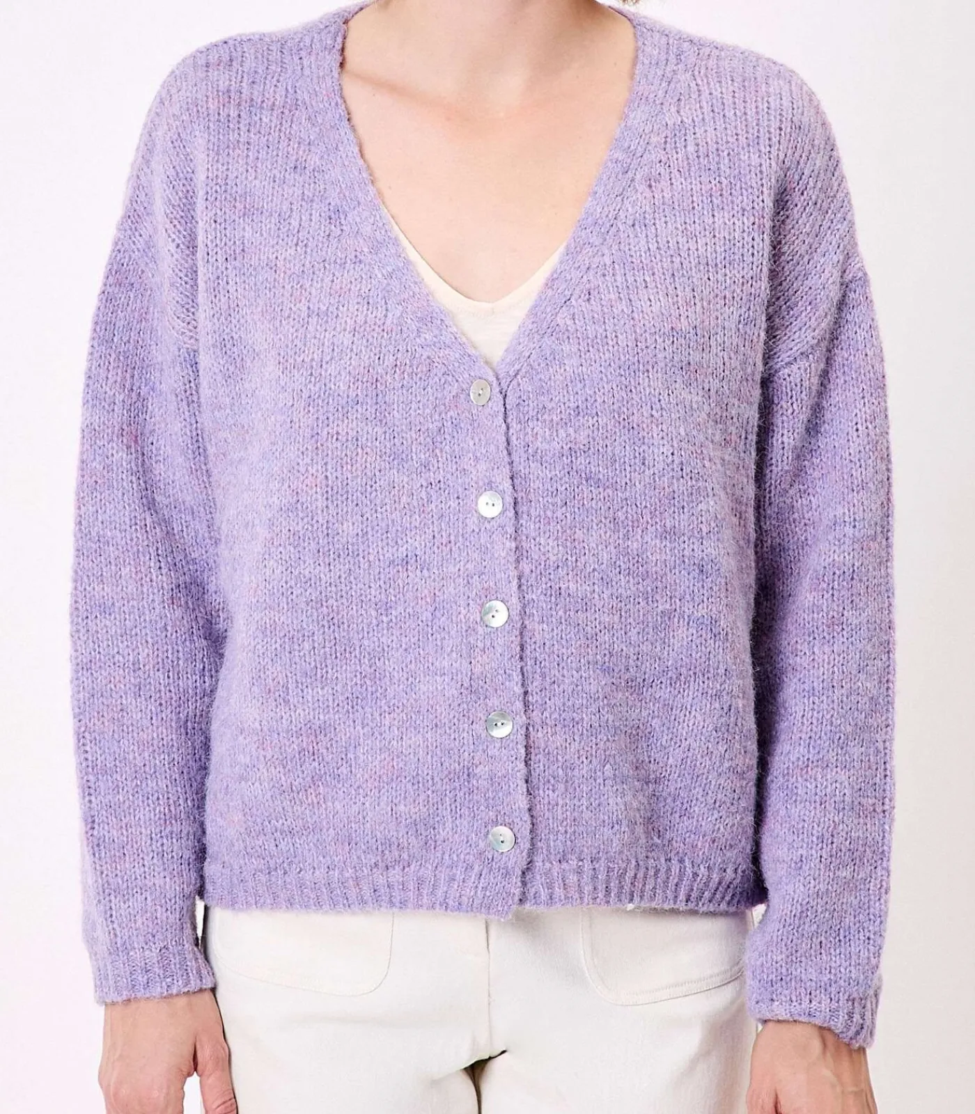 La Fiancée Korte effen gebreide vest APPACHE violet New