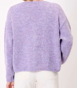 La Fiancée Korte effen gebreide vest APPACHE violet New