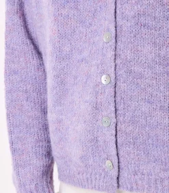 La Fiancée Korte effen gebreide vest APPACHE violet New
