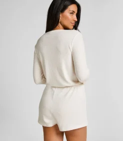 Hunkemöller Korte geribde jersey onesie white