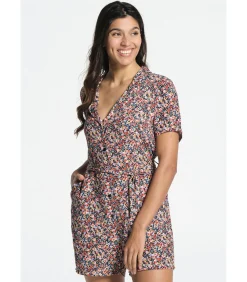 J&JOY Korte Jumpsuit met korte mouwen en sjaalkraag multicolor Sale