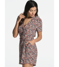 J&JOY Korte Jumpsuit met korte mouwen en sjaalkraag multicolor Sale