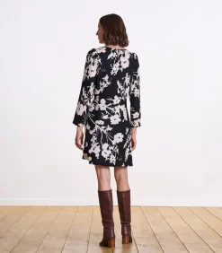 La Fée Maraboutée Korte jurk met 7/8e mouwen met wit print black Discount