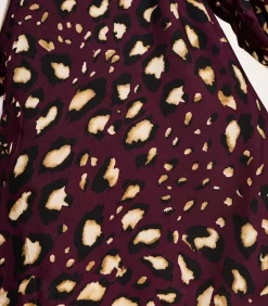 La Fée Maraboutée Korte jurk met knopen en luipaardprint bordeaux Online